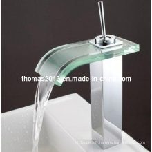 Robinet de mélangeur de cascade de verre de poignée simple (Qh0821)